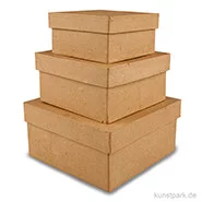 Artikelbild des Artikels “Pappschachtel-Set - viereckig, handgearbeitet, 3 Stück sortiert “