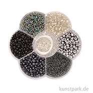 Artikelbild des Artikels “Perlen Mix - Schmuckperlen mit Nylonfaden + Verschluss, Schwarz Silber “