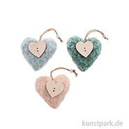 Artikelbild des Artikels “Plüschherzen mit Hänger, Mint Natur Petrol, 3 Stück, 7,5 x 7,5 x 2 cm “