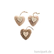 Artikelbild des Artikels “Plüschherzen mit Hänger, Natur, 3 Stück, 7,5 x 7,5 x 2 cm “