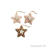 Artikelbild des Artikels “Plüschsterne mit Hänger, Natur, 3 Stück, 7,5 x 7,5 x 2 cm “