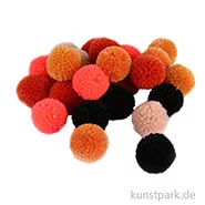 Artikelbild des Artikels “Pompon Set aus Garn - Orange-Schwarz - 24 Stück “
