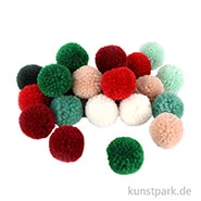 Artikelbild des Artikels “Pompon Set aus Garn - Rot-Grün - 24 Stück “