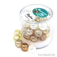 Artikelbild des Artikels “Renaissance Glaswachsperlen MIX halbtransparent - 10 mm - 32 Stück Dose | Weiß-Beige“