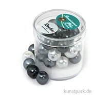 Artikelbild des Artikels “Renaissance Glaswachsperlen MIX halbtransparent - 10 mm - 32 Stück Dose | Weiß-Grau“