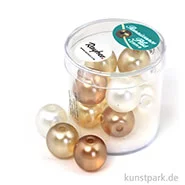 Artikelbild des Artikels “Renaissance Glaswachsperlen MIX halbtransparent - 14 mm - 12 Stück Dose | Weiß-Beige“
