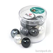 Artikelbild des Artikels “Renaissance Glaswachsperlen MIX halbtransparent - 14 mm - 12 Stück Dose | Weiß-Grau“