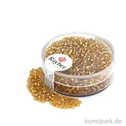 Artikelbild des Artikels “Rocailles mit Silbereinzug & Rainbow - 2 mm - 17 g Dose | Honiggelb“