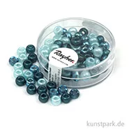 Artikelbild des Artikels “Rocailles-MIX mit Großloch - 5,5 mm - 80 Stück Dose | Türkis-Töne“