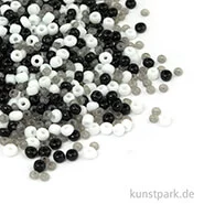 Artikelbild des Artikels “Rocailles Mix Schwarz-Weiß - 2,6mm, 17g Dose “