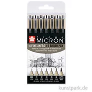 Artikelbild des Artikels “Sakura PIGMA Micron 6+1 Set, Fineliner + Brushpen, Schwarz “
