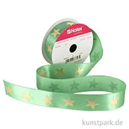 Artikelbild des Artikels “Satinband Sterne - 25 mm x 2 m Mintgrün“