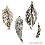 Artikelbild des Artikels “Schmuckanhänger Federn antiksilber, Größe 29-55 mm, 4 Stück sortiert “