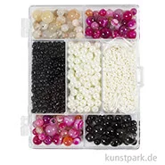 Artikelbild des Artikels “Schmuckperlen Mix mit Zubehör, Achate, Beige, Schwarz, Pink, Weiß “