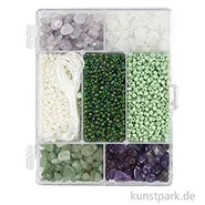 Artikelbild des Artikels “Schmuckperlen Mix mit Zubehör, Kristalle, Grün, Lila, Weiß “