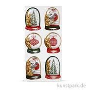 Artikelbild des Artikels “Schüttel-Sticker - Vögel-Christbaumkugel,  49x32 - 45x36 mm, 6 Stück - Gold “
