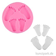Artikelbild des Artikels “Silikon Gießform - Füße, 4 Motive, Durchmesser 10 cm, Höhe 1,2 cm “