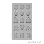 Artikelbild des Artikels “Silikon Gießform - Mini Anhänger, 15 Motive, 14,5 x 26 x 1 cm “