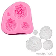 Artikelbild des Artikels “Silikon Gießform - Rosen, 4 Motive, 6,7 x 7,5 x 1,6 cm “