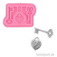 Artikelbild des Artikels “Silikon Gießform - Schlüssel, 4 Motive, 8,5 x 6,8 x 0,7 cm “