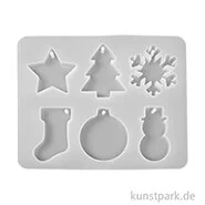 Artikelbild des Artikels “Silikon Gießform - Weihnachten, 6 Anhänger, 35-40 x 4 mm “