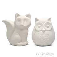 Artikelbild des Artikels “Spardosen Fuchs und Eule aus Terracotta, Höhe 9 cm, 2 Stück “