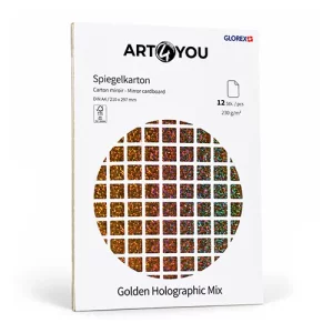 Artikelbild des Artikels “Spiegelkarton-Block, A4, Golden Holo Mix, 12 Blatt, 230g “