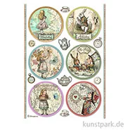 Artikelbild des Artikels “Stamperia Reispapier - Alice Wonderland Rounds, DIN A4 “