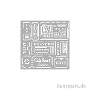 Artikelbild des Artikels “Stamperia Schablone - Art of Travelling Tickets, 12 x 12 cm “