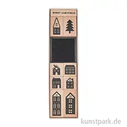 Artikelbild des Artikels “Stempelset - Häuser mit 9 Holzstempeln + Stempelkissen “