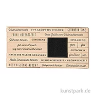 Artikelbild des Artikels “Stempelset - Weihnachtsmarkt Texte, 20 Holzstempel + Stempelkissen “