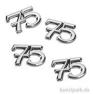 Artikelbild des Artikels “Streuteile - Zahl 75, Größe 1,5 cm, Silber, 4 Stück “