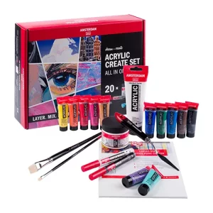 Artikelbild des Artikels “Talens AMSTERDAM Acryl Starter Set mit viel Zubehör, 20-teilig “