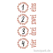 Artikelbild des Artikels “Transferfolie Adventszahlen, 1-4, Rot, je 2,8-3,3 cm, 1 Bogen “