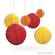 Artikelbild des Artikels “Wabenbälle aus Papier, 5 - 10 cm, sortiert, 6 Stück Gelb-Rot“