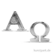 Artikelbild des Artikels “Wachsmotiv - Alpha und Omega, 2,5 cm, 2 Stück Silber“