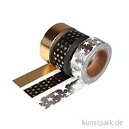 Artikelbild des Artikels “Washi-Tape Set - Black-Gold-Silver, 3 Stück sortiert, 10 m “