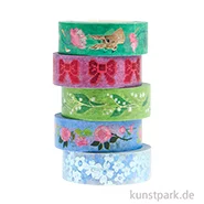 Artikelbild des Artikels “Washi Tape Set - La Vie en Rose, Grün Blau, 5 Stück, je 10 m “