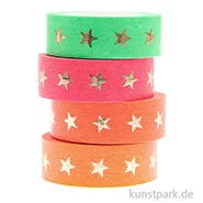 Artikelbild des Artikels “Washi Tape Set - Neon, Hot Foil Sterne, 4 Stück, je 10 m “