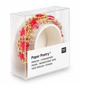 Artikelbild des Artikels “Washi Tape - Strass-Perlen, Sterne, Rot, Gold, 1,9 x 50 cm “