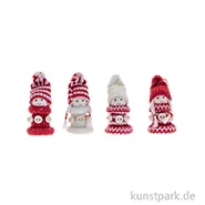 Artikelbild des Artikels “Weihnachtsfiguren zum Hängen, Strick, Rot-Weiß, 7 cm, 4er Set “