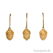 Artikelbild des Artikels “Weihnachtshänger Eichel, Mangoholz, Natur/Gold, Sortiert, 5 x 6 x 5 cm “
