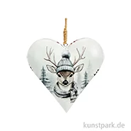 Artikelbild des Artikels “Weihnachtshänger Herz, Hirsch Dekor, Metall, Grau, 15 x 15 x 2 cm “