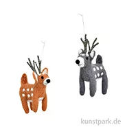 Artikelbild des Artikels “Weihnachtshänger Hirsch aus Filz, Grau / Braun, Sortiert, 7 x 7 x 3 cm “