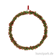 Artikelbild des Artikels “Weihnachtshänger Kranz aus Glas, Grün / Rot, 20 x 20 x 2 cm “