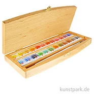Artikelbild des Artikels “White Nights Aquarell-Holzkasten mit 24 ganzen Näpfchen und Pinsel “