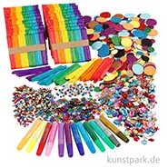 Artikelbild des Artikels “XXL Set - Bunte Holzstäbchen und Glitzer Bastelset für ca. 20 Personen “