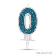 Artikelbild des Artikels “Zahlenkerze mit Glitter und Halter, 10 cm 0 - Blau“