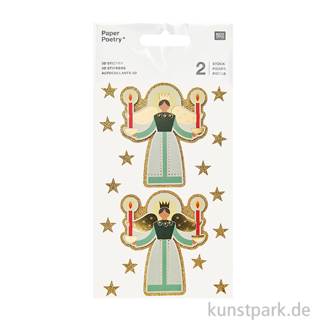 Artikelbild 1 des Artikels “3D Sticker - Engel groß, Sterne, 1 Bogen “