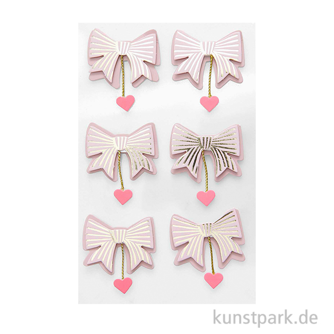 Artikelbild 1 des Artikels “3D Sticker - Schleifen mit Herzen, Mauve, 6 Aufkleber “